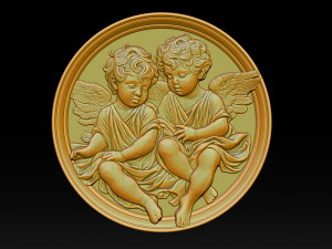 Relief model of two little angels - STL 3D Print Model