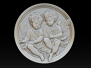 Relief model of two little angels - STL 3D Print Model