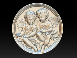 Relief model of two little angels - STL 3D Print Model