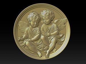 Relief model of two little angels - STL 3D Print Model