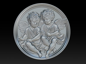 Relief model of two little angels - STL 3D Print Model