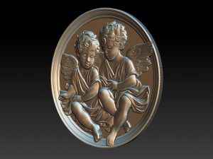 Relief model of two little angels - STL 3D Print Model