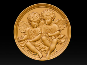 Relief model of two little angels - STL 3D Print Model