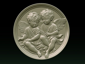 Relief model of two little angels - STL 3D Print Model
