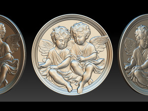 Relief model of two little angels - STL 3D Print Model