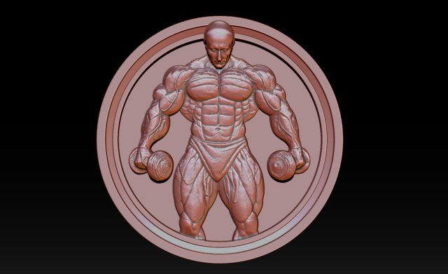 Male Bodybuilder Bas Relief 3D Print Model .c4d .max .obj .3ds .fbx .stl .blend 