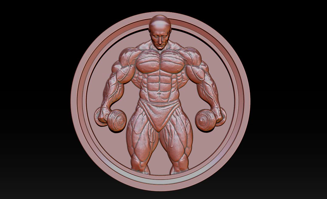 Male Bodybuilder Bas Relief 3D Print Model .c4d .max .obj .3ds .fbx .stl .blend