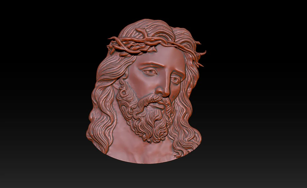 Jesus Face Bas Relief 3D Print Model .c4d .max .obj .3ds .fbx .stl .blend