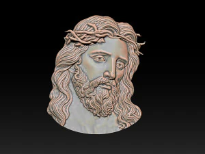 Jesus Face Bas Relief 3D Print Model