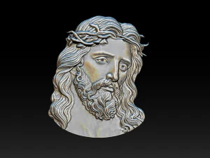 Jesus Face Bas Relief 3D Print Model