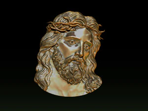 Jesus Face Bas Relief 3D Print Model