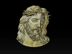 Jesus Face Bas Relief 3D Print Model