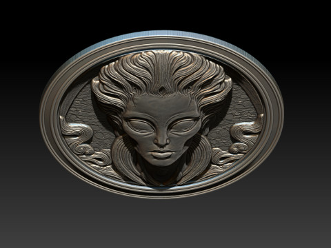 Alien relief model 3D Baskı Modeli