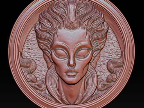 Alien relief model 3D Baskı Modeli