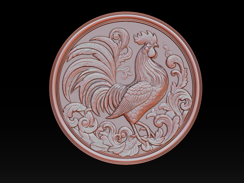Rooster relief coin CNC Relief Model 3Dプリントモデル