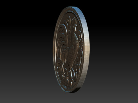 Rooster relief coin CNC Relief Model 3D 프린트 모델
