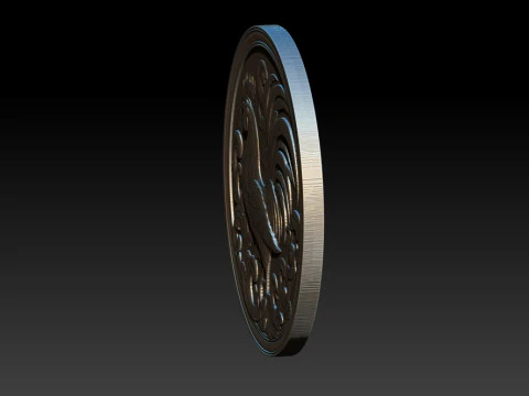 Rooster relief coin CNC Relief Model 3D Print Model