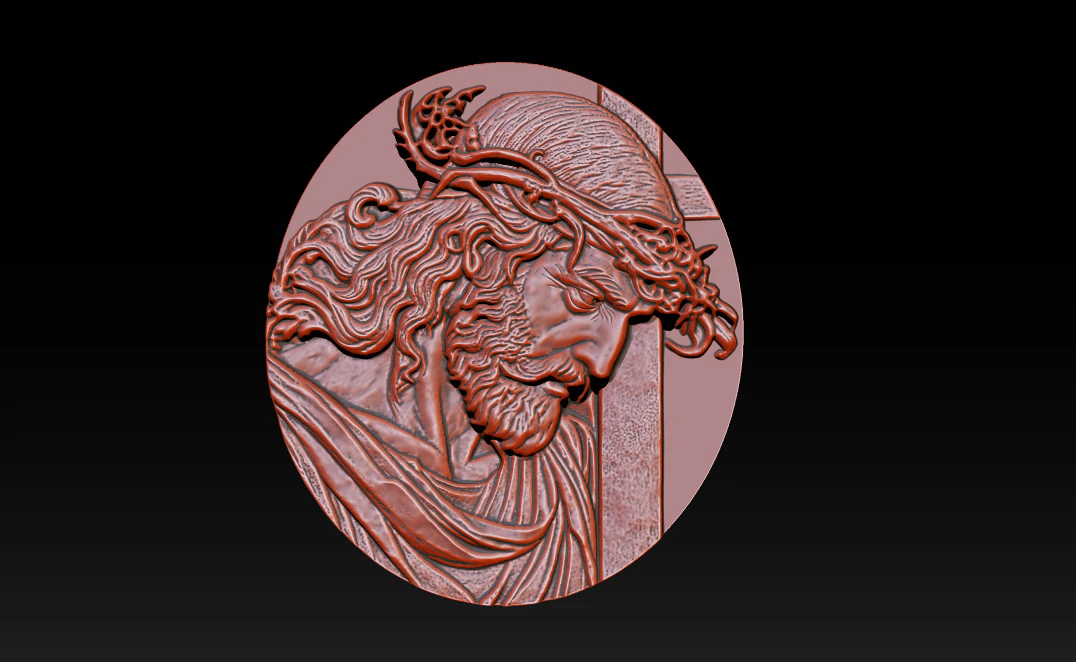 Jesus Face Bas Relief 3D Print Model .c4d .max .obj .3ds .fbx .stl .blend 