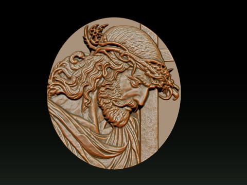Jesus Face Bas Relief 3D Print Model