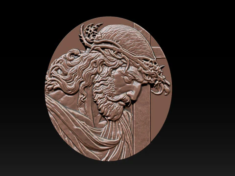 Jesus Face Bas Relief 3D Print Model