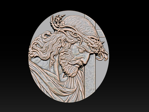 Jesus Face Bas Relief 3D Print Model