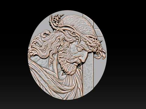 Jesus Face Bas Relief 3D Print Model