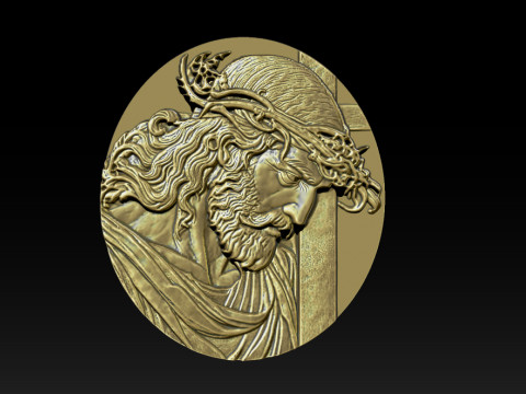 Jesus Face Bas Relief 3D Print Model