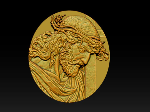 Jesus Face Bas Relief 3D Print Model