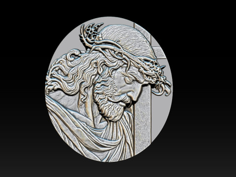 Jesus Face Bas Relief 3D Print Model