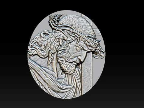Jesus Face Bas Relief 3D Print Model