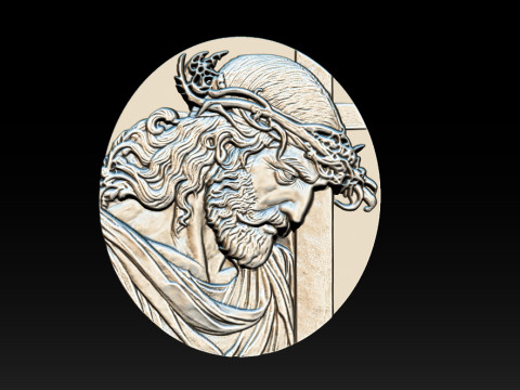 Jesus Face Bas Relief 3D Print Model