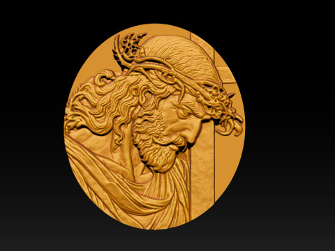 Jesus Face Bas Relief 3D Print Model