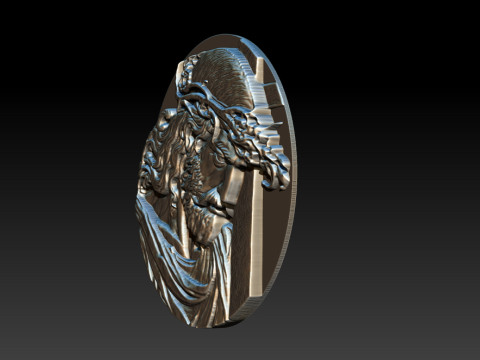 Jesus Face Bas Relief 3D Print Model