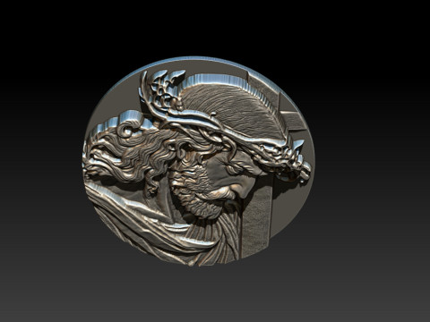 Jesus Face Bas Relief 3D Print Model