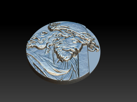 Jesus Face Bas Relief 3D Print Model