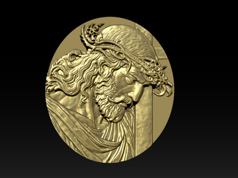 Jesus Face Bas Relief 3D Print Model