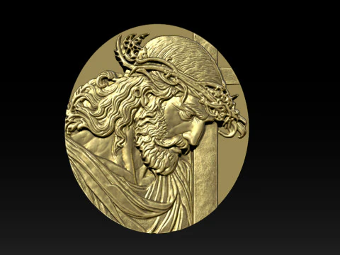 Jesus Face Bas Relief 3D Print Model