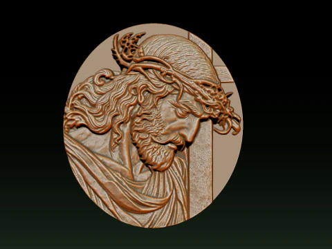 Jesus Face Bas Relief 3D Print Model