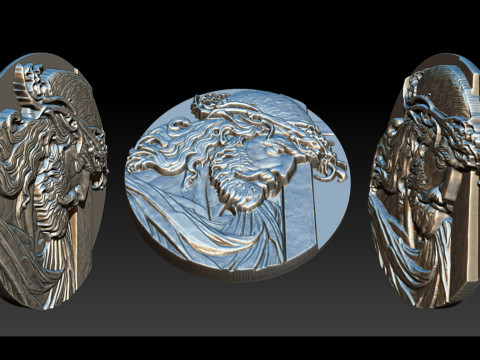 Jesus Face Bas Relief 3D Print Model