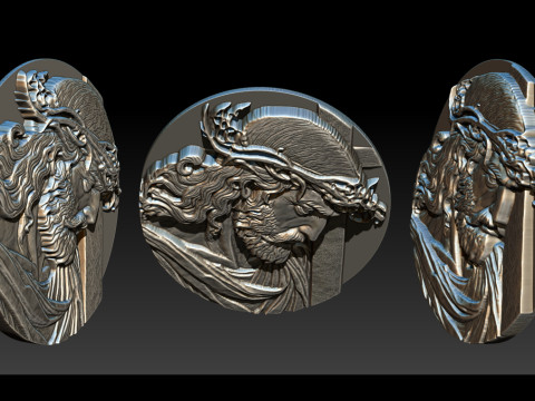 Jesus Face Bas Relief 3D Print Model