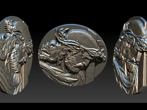 Jesus Face Bas Relief 3D Print Model