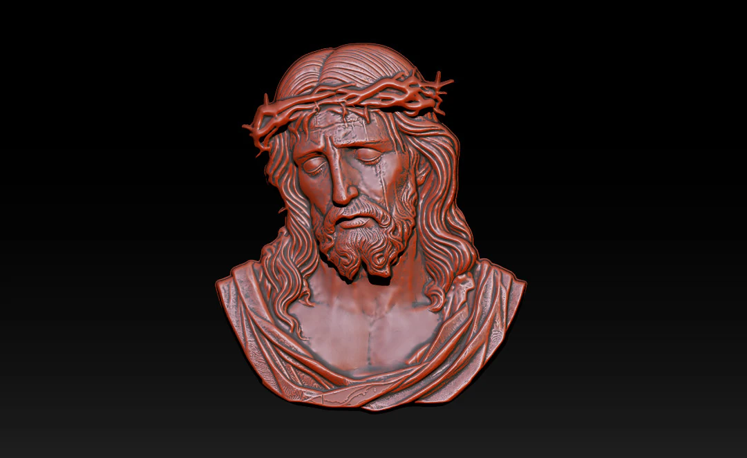 Bajorrelieve del rostro de Jes&uacute;s Modelo de impresión 3D .c4d .max .obj .3ds .fbx .stl .blend 