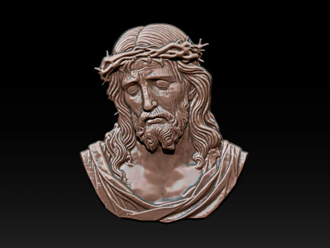 Bajorrelieve del rostro de Jes&uacute;s Modelo de impresión 3D