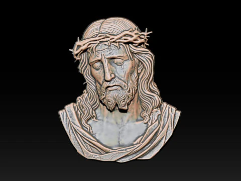 Bajorrelieve del rostro de Jes&uacute;s Modelo de impresión 3D
