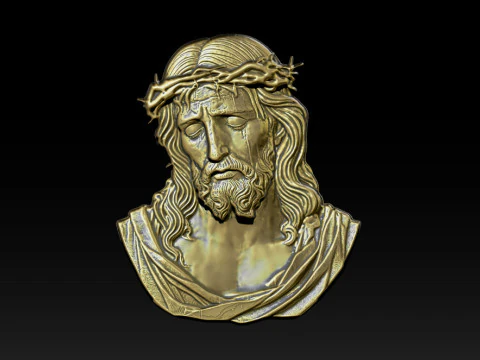 Bajorrelieve del rostro de Jes&uacute;s Modelo de impresión 3D