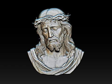 Bajorrelieve del rostro de Jes&uacute;s Modelo de impresión 3D