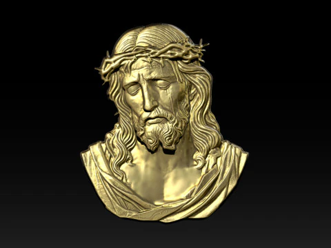 Bajorrelieve del rostro de Jes&uacute;s Modelo de impresión 3D
