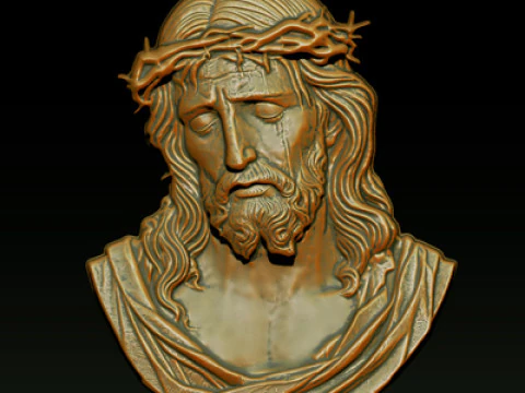 Bajorrelieve del rostro de Jes&uacute;s Modelo de impresión 3D