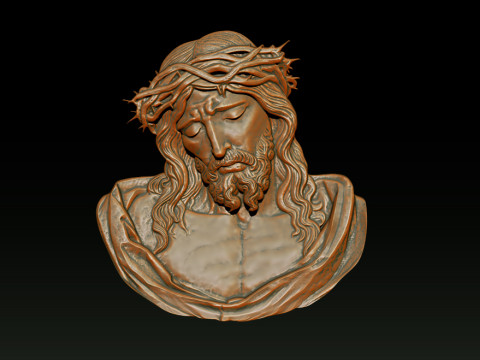 Jesus Face Bas Relief 3D Print Model