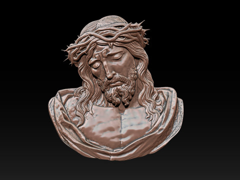Jesus Face Bas Relief 3D Print Model